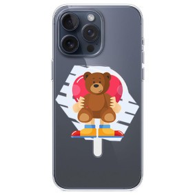 Husa personalizata apple iphone 15 pro, magsafe, teddy bear love foto