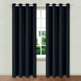 Draperie Decorativa Neagra cu Inele 140x260 cm, jumbo