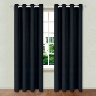 Draperie Decorativa Neagra cu Inele 140x260 cm foto