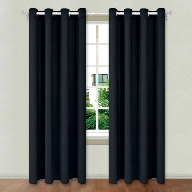 Draperie Decorativa Neagra cu Inele 140x260 cm