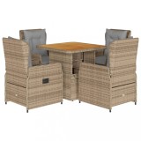 Set mobilier de gradina cu perne, 5 piese, bej, poliratan