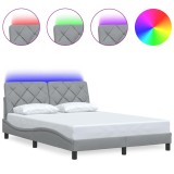 Cumpara ieftin Cadru de pat cu LED fara saltea Gri deschis 140x200 cm Material