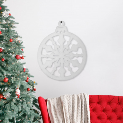 Decor de perete - Crăciun - glob de brad - 39.5 x 42 cm - alb / auriu foto