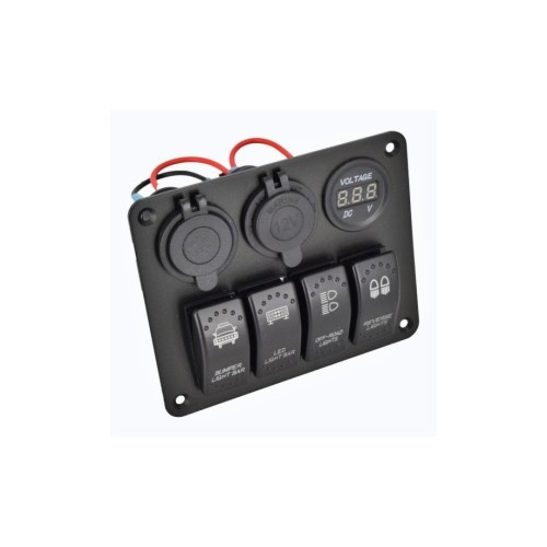 Panou de comutatoare cu priza, voltmetru, 4 intrerupatoare si port USB