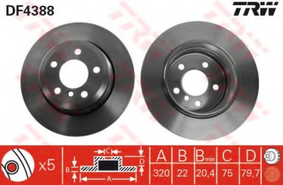 Disc frana BMW X3 (E83) (2004 - 2011) TRW DF4388 foto