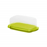 Cumpara ieftin Recipient pentru unt plastic baza verde si capac transparent Rotho Fresh 18X9.5X6.9 cm