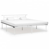 Cadru de pat, alb, 180 x 200 cm, metal, Cires, Dublu, Cu polite semirotunde, vidaXL
