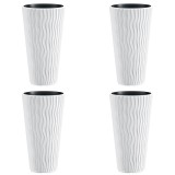 Set 4 ghivece de flori, Sandy Slim, rotunde, inalte, 34.9x62 cm, alb, Prosperplast