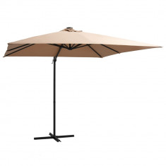 Umbrela suspendata cu LED, stalp otel, gri taupe, 250x250 cm GartenMobel Dekor