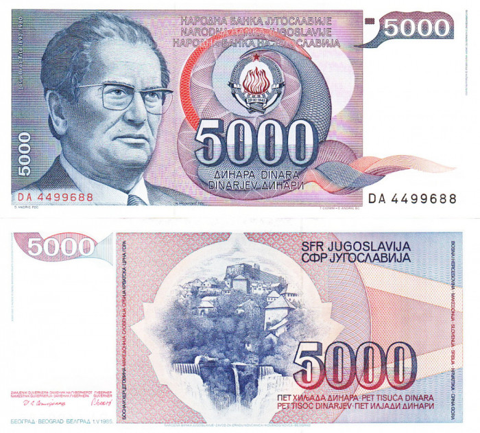 Yugoslavia 5 000 Dinara 1985 P-93 aUNC