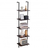 Raft metalic cu 5 x polite incluse din lemn, profil patrat 20x20 mm, Vivatechnix Industrial, 400x300x1780 mm
