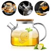 Ceainic cu infuzor 1 L Koken, Sticla termorezistentă borosilicată, Capacul bambus/oțel inoxidabil, Rezistent la temperaturi 150℃