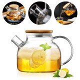 Ceainic cu infuzor 1 L Koken, Sticla termorezistentă borosilicată, Capacul bambus/oțel inoxidabil, Rezistent la temperaturi 150℃