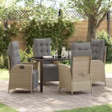 vidaXL Set de masă pentru grădină 5 pcs Bej Rattan poli