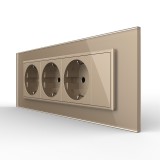 Cumpara ieftin Priza tripla Livolo aurie cu blank si rama din sticla 6/7 module