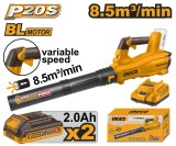 Suflanta Frunze 20V CABLI20428E &ndash; Motor Brushless, 0-18500 rpm, 144 km/h, 2 Acumulatori 2.0Ah, Turatie Reglabila