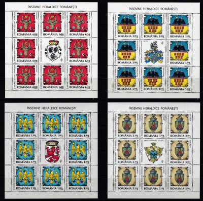 Romania 2008-Lp 1816a-Insemne heraldice romanesti-minicoli 8 timbre MNH RO-224 foto