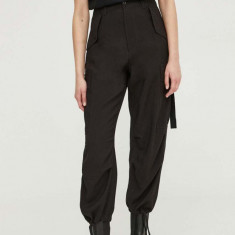 G-Star Raw pantaloni femei, culoarea negru, fason cargo, high waist