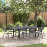 vidaXL Set de dining 9 piese Manual 9 pcs Gri &icirc;nchis mare
