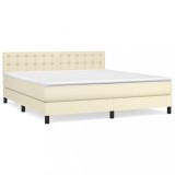 Cumpara ieftin Pat box spring cu saltea, crem, 180x200 cm, piele ecologica