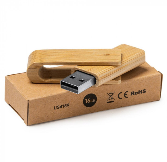 Stick USB 16GB cu carcasa de lemn de bambus