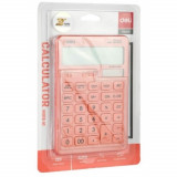 Calculator de Birou Deli 1541, 12 Digits, Roz Pastel, Functie de Verificare si Corectie, Alimentare Dubla, Calculator Birou, Calculator Birou 12 Digit