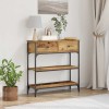 Masă consolă vidaXL cu sertar, raft, lemn vechi, 72.5x25x75cm, maro, stil industrial, depozitare living