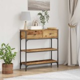 Masă consolă, lemn vechi, 72,5x25x75 cm, lemn prelucrat și oțel