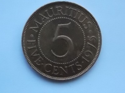 5 CENTS 1975 MAURITIUS foto