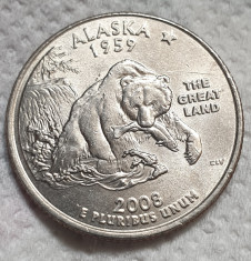 Moneda 25 cents / quarter SUA 2008, Alaska, litera D foto