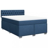 Cumpara ieftin Pat continental cu saltea, albastru, 140x200cm, material textil
