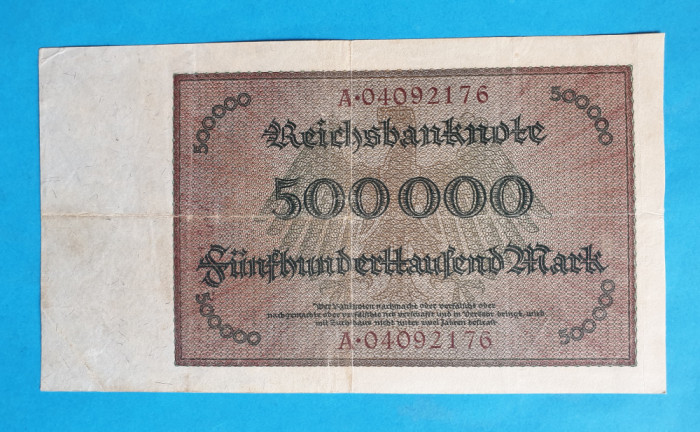 500.000 Mark 1923 Bancnota Germania - piesa veche de colectie