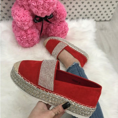 Pantofi espadrile dama rosii marime 38+CADOU