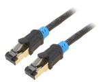 Patch cord S/FTP Cat6 PVC Negru 25m Conectori Auriti