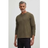 Medicine longsleeve din bumbac barbati, culoarea verde, neted