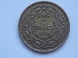 Moneda Tunisia 5 Francs 1946, Numismatica, Colectie, Veche