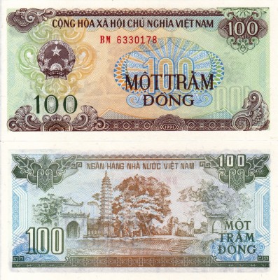 VIETNAM 100 dong 1991 UNC!!! foto