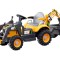 Tractoras electric pentru copii cu remorca, incarcator frontal si cupa spate, Kinderauto BRJ1588, 70W, 12V, galben