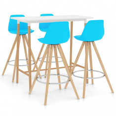 Set mobilier de bar, 5 piese, albastru foto