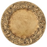 Cumpara ieftin Platou plastic Antique Golden Flowers 33 cm