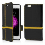 Cumpara ieftin Husa Flip Book iPhone 6 Plus iPhone 6s Plus Black&amp;Yellow Vetter, Cu clapeta, Vinyl