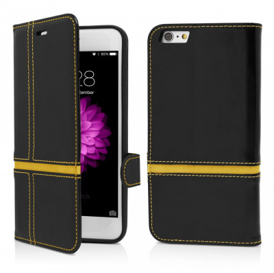 Husa Flip Book iPhone 6 Plus iPhone 6s Plus Black&amp;amp;Yellow Vetter foto