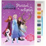 Cumpara ieftin Disney. Regatul de gheață II. Pictăm cu sclipici. Carte de colorat cu pensulă și acuarele