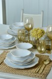 Keramika Set de vesela - White/Gold Romeo - 24 bucăți - 6 persoane - Stoneware