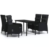 Cumpara ieftin Set masa pentru gradina, 5 piese, cu perne, negru