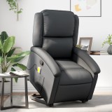 VidaXL Fotoliu rabatabil cu ridicare, negru, piele naturală 3204266