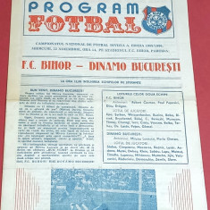 Program meci fotbal FC BIHOR ORADEA-DINAMO Bucuresti (22.11.1989)