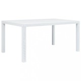 Cumpara ieftin Masă de grădină, alb, 150 x 90 x 72 cm, plastic, aspect ratan