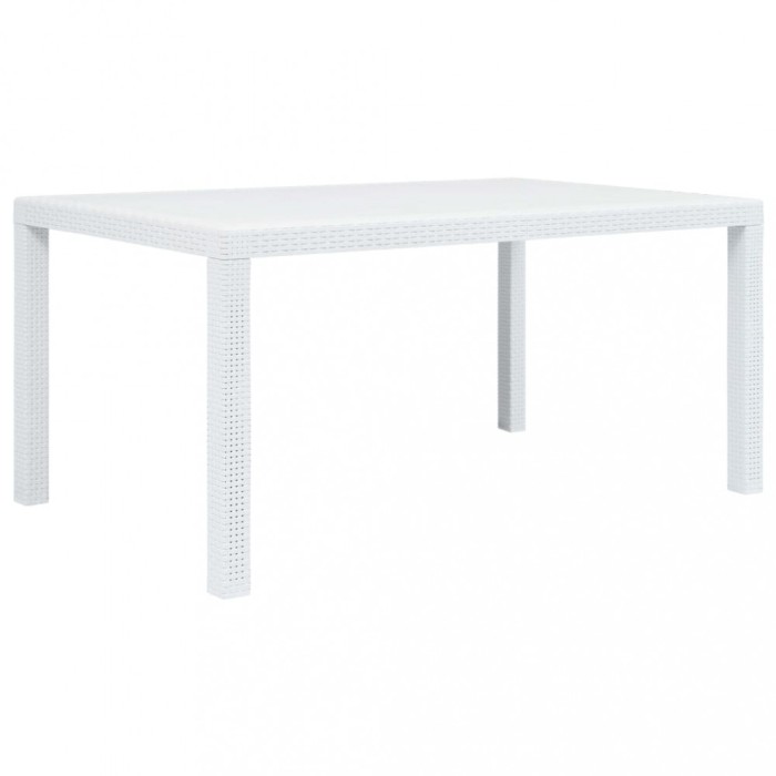 Gossi masa de gradina, alb, 150 x 90 x 72 cm, plastic, aspect ratan