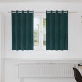 Draperii opace cu ocheți, 2 buc., verde &icirc;nchis, catifea